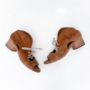 Nylon Lace up block heel suede shoes Handmade in Italy
